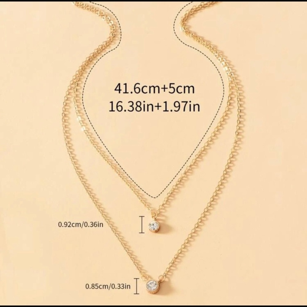 Gold Layered Rhinestone Necklace - Picture 3 of 4